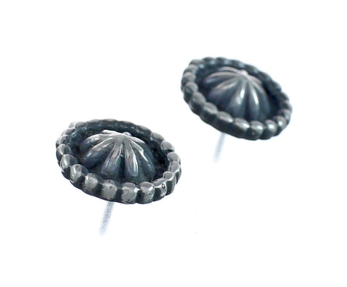Navajo Concho Sterling Silver Post Stud Earrings JX128910